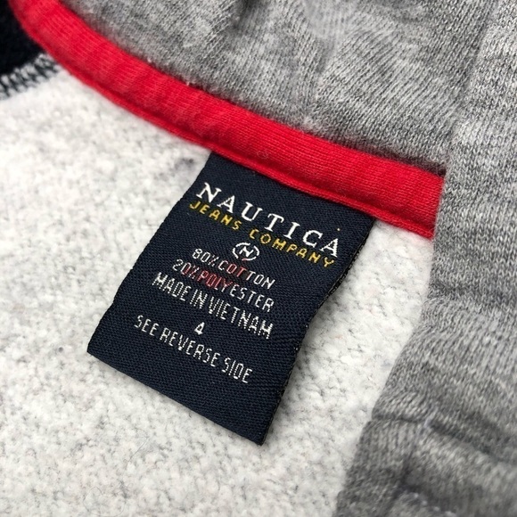 NAUTICA Jeans Grey Navy Varsity Fleece Lined Full Zip-up Toddler Hoodie SIZE 4T - Picture 2 of 13